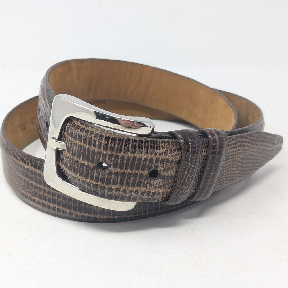 Remo Tulliani 40302 Brown Italian Calfskin Silver Buckle Belt Men’s Size 38